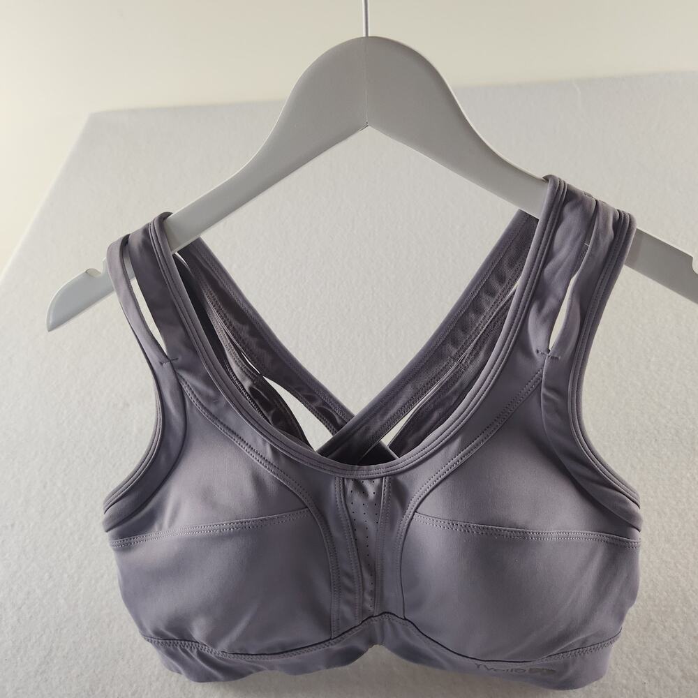 Yvette Women’s Dusty Purple Wireless Power Cross Back Padded Sports Bra size M+
